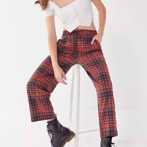 Urban Outfitters Pants - Urban Outfitters Plaid Pull-On Pants Size XS Straight Leg Elastic Waist